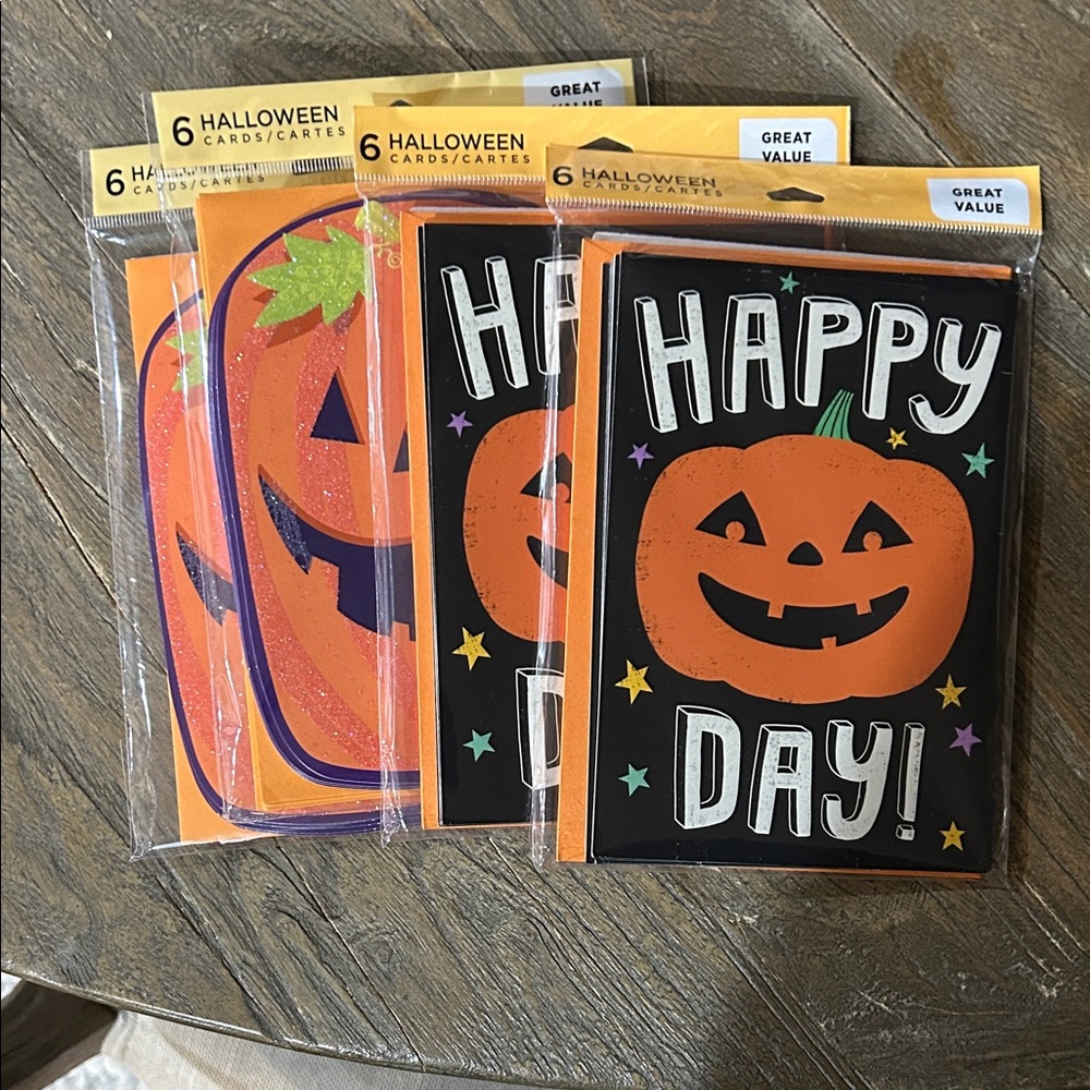 Hallmark Halloween Pumpkin Cards - Orange, Black, and Green